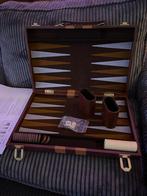 Backgammon spel in bruine koffer 37 cm x 23,5 / 48 cm, Gebruikt, Een of twee spelers, Ophalen of Verzenden, Backgammon