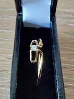 14 karaat gouden solitair ring met diamant, Ophalen of Verzenden, Zo goed als nieuw, 17 tot 18, Met edelsteen