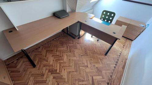 Bureau, hoge kast en 2 ladekastjes op wielen (set), Huis en Inrichting, Bureaus, Zo goed als nieuw, Bureau, Ophalen
