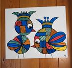 Special Art. Grote vreemde Vogels. Acrylverf op doek., Antiek en Kunst, Ophalen of Verzenden