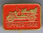 Spyker 1906 rood op koper auto speldje ( C_342 ), Verzamelen, Verzenden, Zo goed als nieuw, Transport, Speldje of Pin