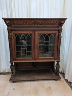 Antieke eikenhouten kast met glas, Ophalen