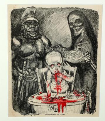 Johannes C B (Jan) Sluijters(1881) Lithografie"Oorlogken"Ges beschikbaar voor biedingen