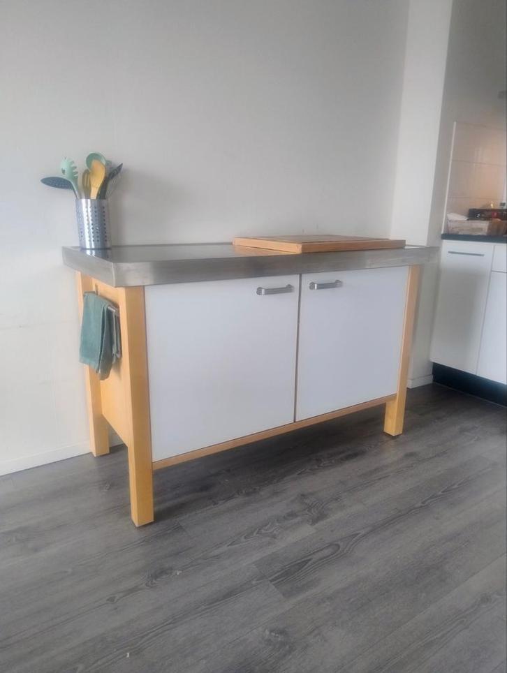 KEUKENWERKBANK MET BLAD + SNIJPLANK EN OPSLAGKASTJES, Huis en Inrichting, Keuken | Keukenelementen, Gebruikt, Minder dan 100 cm