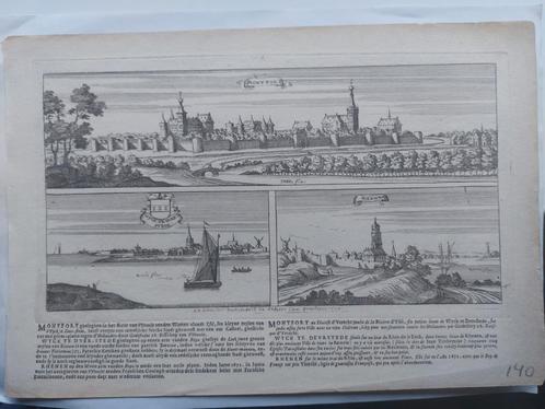 U040 / Montfoort , Wijk bij Duurstede en Rhenen Gravure 1674, Antiek en Kunst, Kunst | Etsen en Gravures, Ophalen of Verzenden