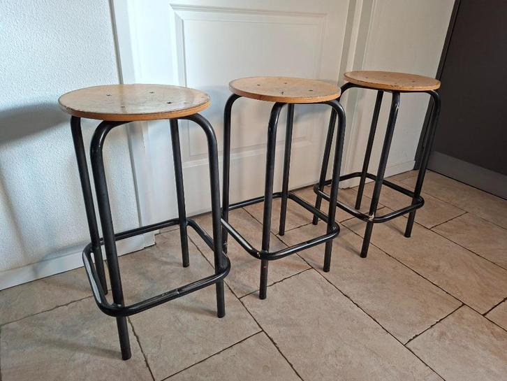 Partij degelijke hoge schoolkrukken/ krukken!, Huis en Inrichting, Krukjes, Gebruikt, Hout, Ophalen of Verzenden