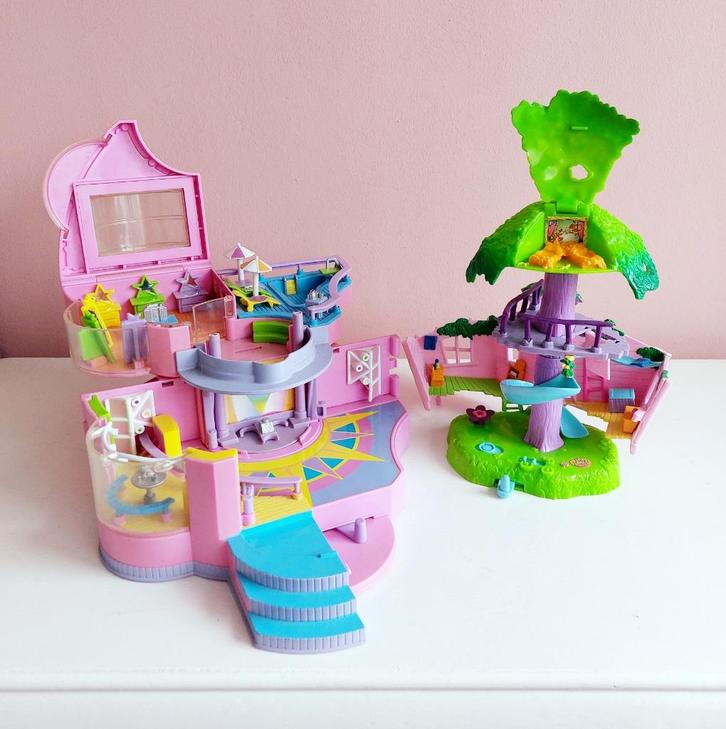 Polly Pocket Concert Hall 1999 en Jungle Pets Treehouse 2000, Verzamelen, Speelgoed, Gebruikt, Ophalen of Verzenden