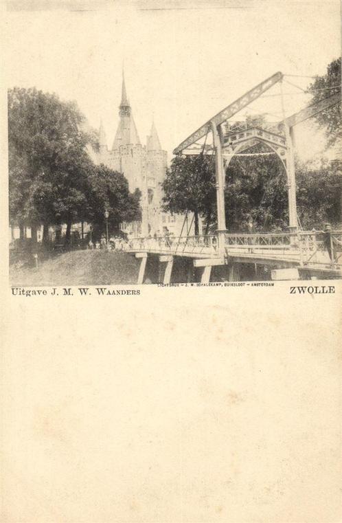 Zwolle - stadsgezicht - brug - ongelopen, Verzamelen, Ansichtkaarten | Nederland, Ongelopen, Overijssel, 1940 tot 1960, Ophalen of Verzenden
