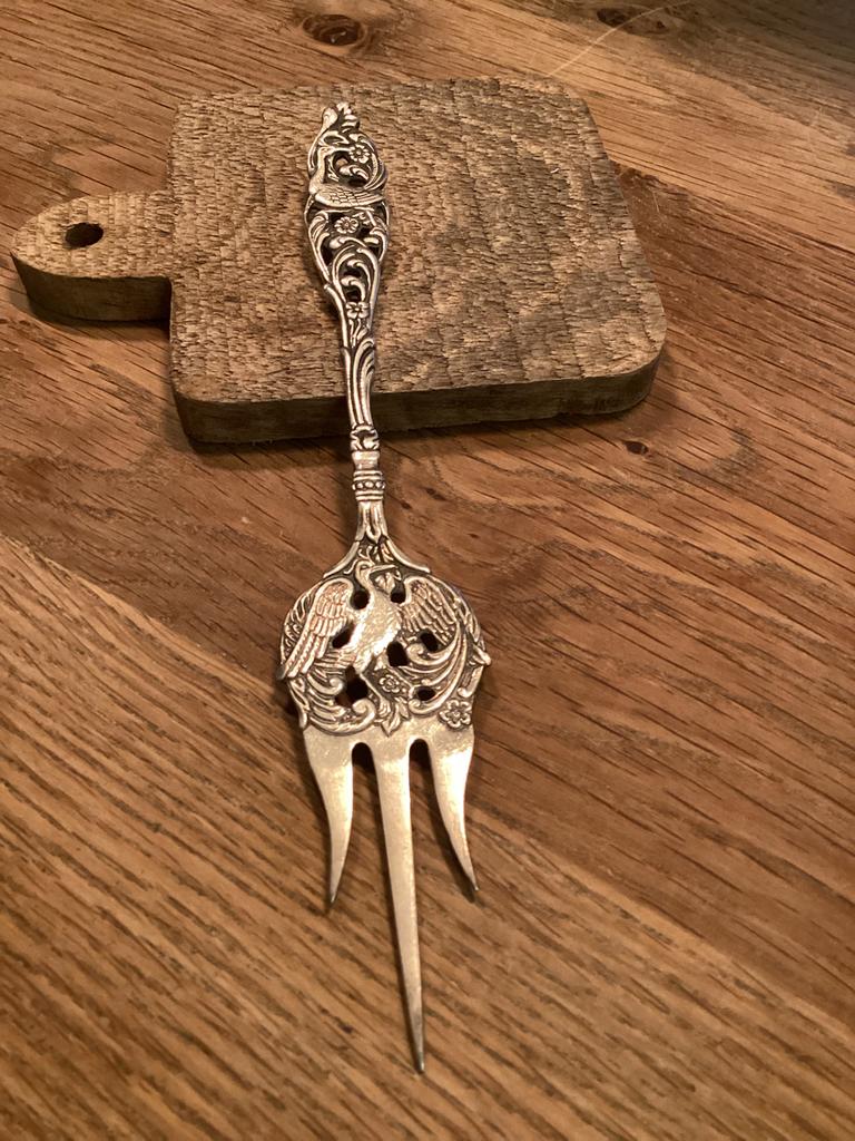 Verzilverde cake vork, Antiek en Kunst, Ophalen of Verzenden