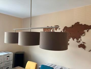 Hanglamp Eettafel - 3 Lichts taupe/bruine lampenkappen beschikbaar voor biedingen