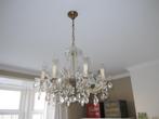 Volle antieke kroonluchter, 8 armen, Huis en Inrichting, Lampen | Kroonluchters, Ophalen, Zo goed als nieuw, Glas