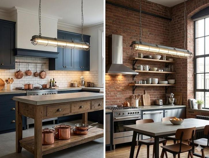 industrial style fluorescent ceiling light, Huis en Inrichting, Lampen | Hanglampen, Zo goed als nieuw, 50 tot 75 cm, Metaal, Ophalen