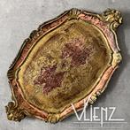 Vintage Florentijns dienblad goudkleurig en roze, Italië, Gebruikt, -, -, Ophalen of Verzenden