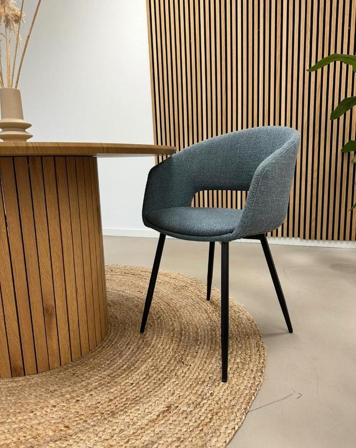 6x Kick eetkamerstoel Dean blauw, Huis en Inrichting, Stoelen, Nieuw, Vijf, Zes of meer stoelen, Stof, Blauw, Ophalen of Verzenden