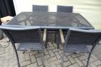 Tuintafel met 4 stoelen, Ophalen, 4 zitplaatsen, Gebruikt, Aluminium