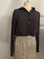 Massimo Dutti Blouse met lange mouw zwart S/36, Massimo Dutti, Verzenden, Zwart, Zo goed als nieuw