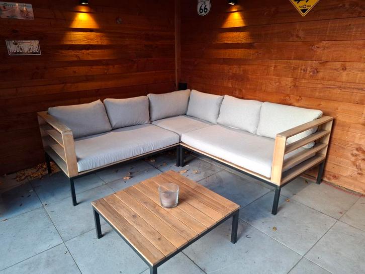Mooie Houten Loungeset met Tafel, Tuin en Terras, Tuinsets en Loungesets, Ophalen