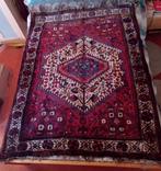 Zwaar Vintage Handgeknoopt Tapijt - Rood/wit/zwart 130x170cm, Ophalen of Verzenden