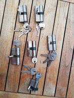 Partijtje cilindersloten, 6 stuks, Ophalen of Verzenden, Gebruikt, Rvs, Slot