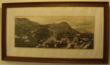 Lourdes prent fraai in lijst eiken Vue panoramique Basilique beschikbaar voor biedingen