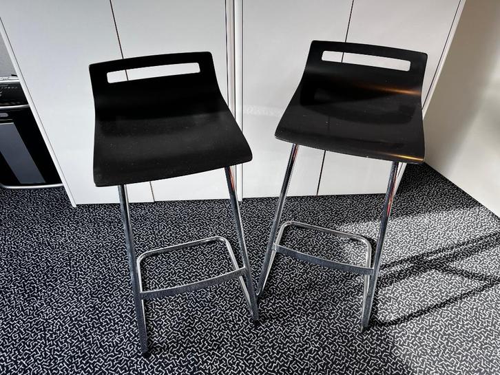 Set van 2 barkrukken, hout met chroom, 76cm hoog, merk Sedus, Huis en Inrichting, Barkrukken, Gebruikt, 60 tot 90 cm, Hout, Metaal