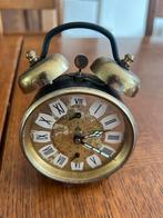 Vintage alarm klok goudkleurig met zwart, Ophalen of Verzenden, Zo goed als nieuw