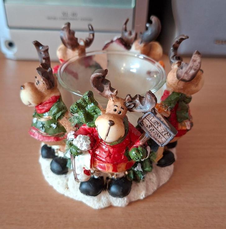 Polystone Kaarshouder met Rendieren, Diversen, Kerst, Zo goed als nieuw, Ophalen of Verzenden