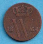 (HZ69) Nederland 0,5 cent 1864, Postzegels en Munten, Munten | Nederland, Verzenden, Koning Willem III, Overige waardes, Losse munt