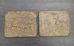 2 Antieke koperen plaquettes, Antiek en Kunst, Ophalen of Verzenden, Koper