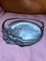 Jugendstil ca 1890 tin schaal dame gemerkt 12cm hg, Antiek en Kunst, Antiek | Tin, Ophalen of Verzenden