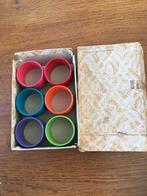 6 Antieke Gekleurde Vingerdoekringen als Nieuw in Doos, Antiek en Kunst, Antiek | Bestek, Ophalen of Verzenden