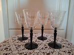 4 Luminarc glazen met zwarte voet, Verzamelen, Ophalen of Verzenden