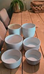 Set van 6 witte bloempotten – verschillende maten, samen €5, Gebruikt, Rond, Binnen, Ophalen of Verzenden
