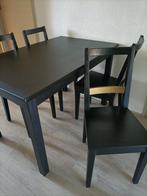 Eettafel met 4 stoelen Ikea zwart/goud, Ophalen, Gebruikt, 4 tot 6 stoelen