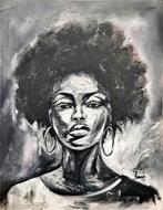 Afrikaanse Dame (Ibrahim Sesay Jr), Antiek en Kunst, Kunst | Schilderijen | Modern, Ophalen of Verzenden