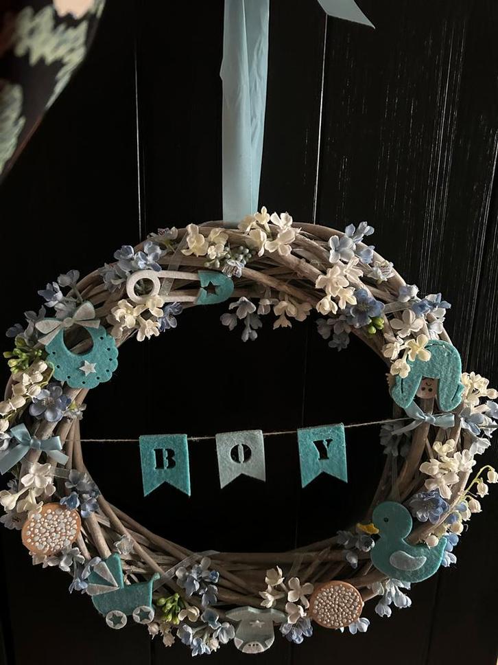 Geboortekrans Babyboy - Aankondiging, Kinderen en Baby's, Kinderkamer | Inrichting en Decoratie, Nieuw, Wanddecoratie, Ophalen