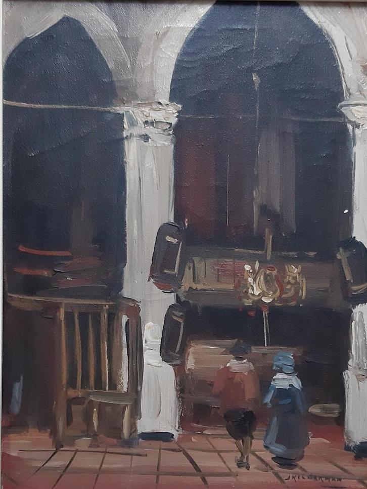 Jan Kelderman kerkgezicht Strasbourg / Straatsburg, Antiek en Kunst, Kunst | Schilderijen | Klassiek, Ophalen