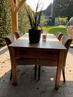 Grenen Landelijke Eettafel met 6 Stoelen, Huis en Inrichting, Ophalen, Gebruikt, 50 tot 100 cm, Vijf personen of meer