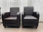 2 bruine leren fauteuils, Ophalen, Zo goed als nieuw, 75 tot 100 cm, 50 tot 75 cm