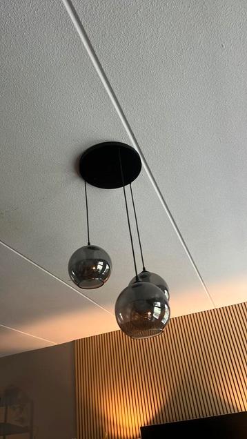 Hanglamp industriële lamp glas rookglas beschikbaar voor biedingen