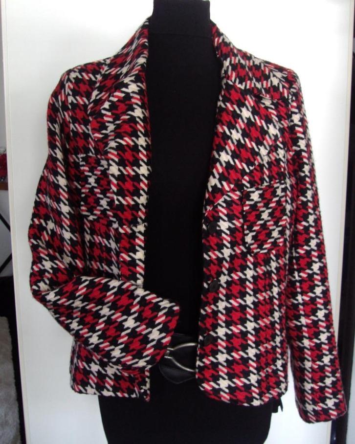 Pied le Coq jasje, rood/zwart/ crème NEVER MIND maat M, Kleding | Dames, Jasjes, Kostuums en Pakken, Zo goed als nieuw, Jasje