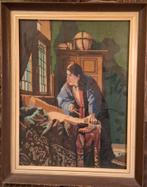 Geborduurde Geograaf van Vermeer in lijst, Ophalen of Verzenden