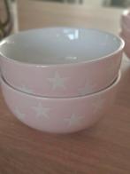 2 Roze Yoghurt Schaaltjes met Sterren, Huis en Inrichting, Keuken | Servies, Gebruikt, Keramiek, Ophalen of Verzenden, Schaal of Schalen