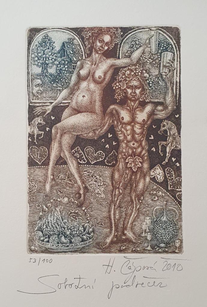 Exlibris /Ex libris H. Capova, bacchante, Antiek en Kunst, Kunst | Etsen en Gravures, Verzenden