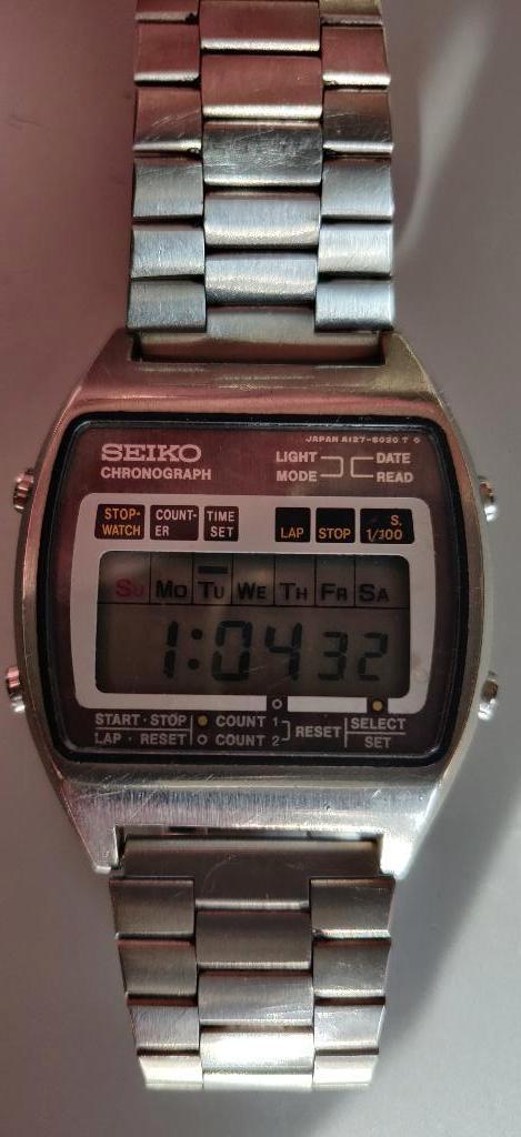 Vintage Seiko digitale chronograaf A127-5020, Sieraden, Tassen en Uiterlijk, Horloges | Heren, Ophalen, Gebruikt, Staal, Polshorloge