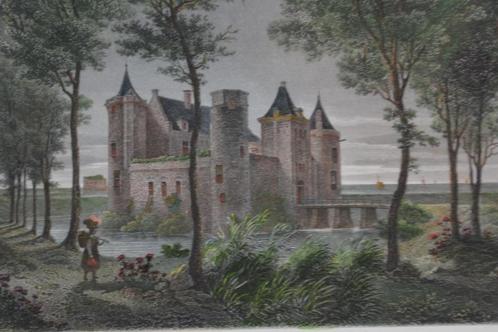 Muiden Muiderslot Staalgravure Terwen Mooie Kwaliteit GD7, Antiek en Kunst, Kunst | Etsen en Gravures, Verzenden