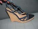 Pilar Abril plateau sandalen sleehakken maat 39, blauw leer