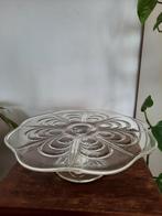Vintage art deco taartschaal persglas retro schaal, Ophalen of Verzenden