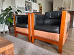 2 leren Cube fauteuils van het merk Bendic, Huis en Inrichting, Fauteuils, Gebruikt, Minder dan 75 cm, Hout, 75 tot 100 cm