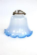 Vintage glazen lampje / lampenkap, Huis en Inrichting, -, Blauw, -, Rond